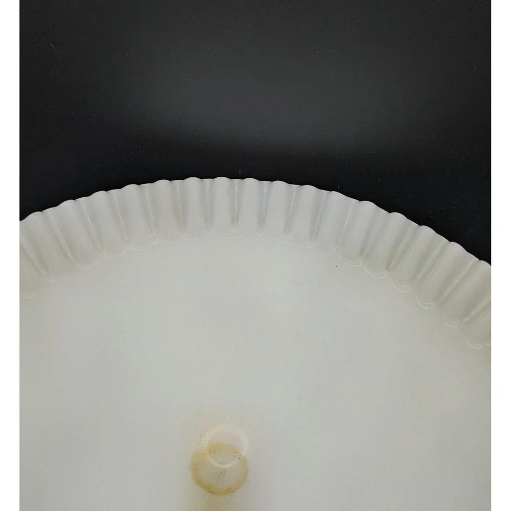 Fenton White‎ Milk Glass Hobnail Pedestal Compote Bowl Crimped Ruffle Edge